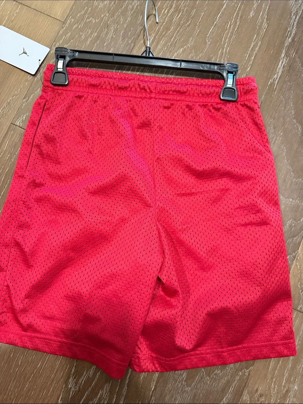 Jordan Red Mesh Athletic Shorts with Black Logo